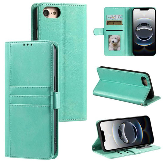 For iPhone 16e Simple 6-Card Wallet Leather Phone Case(Green) by bashfashion