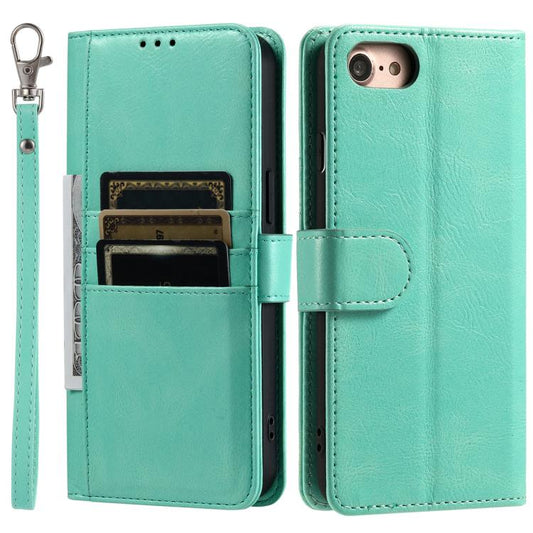For iPhone 16e Simple 6-Card Wallet Leather Phone Case(Green) by bashfashion