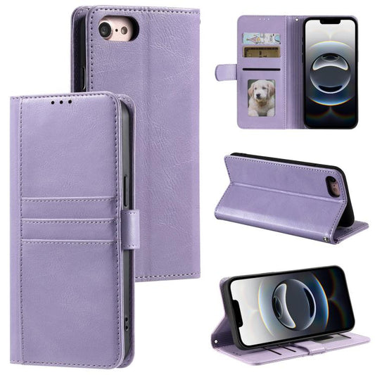 For iPhone 16e Simple 6-Card Wallet Leather Phone Case(Purple) by bashfashion