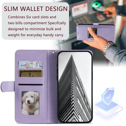 For iPhone 16e Simple 6-Card Wallet Leather Phone Case(Purple) by bashfashion