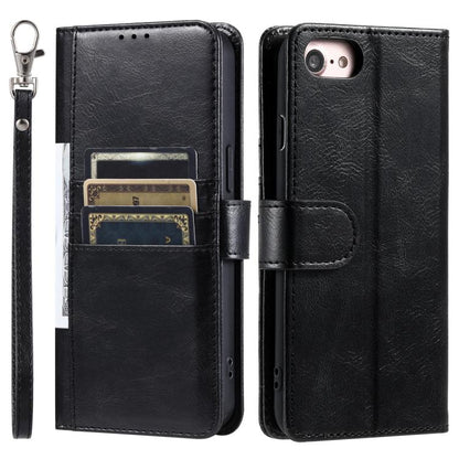 For iPhone 16e Simple 6-Card Wallet Leather Phone Case(Black) by bashfashion