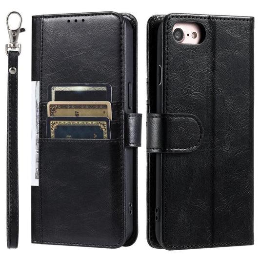 For iPhone 16e Simple 6-Card Wallet Leather Phone Case(Black) by bashfashion