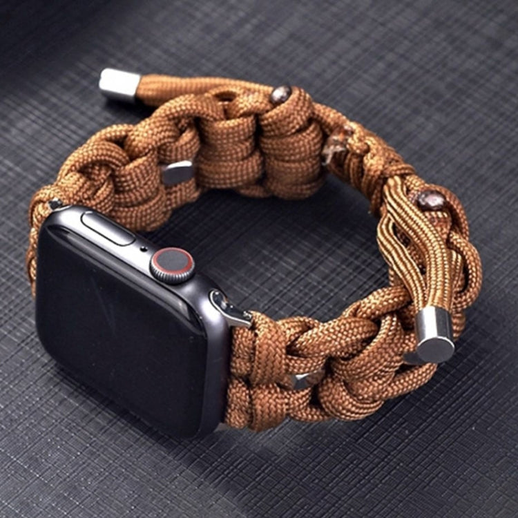For Apple Watch SE 2023 44mm Screw Nut Braided Paracord Watch Band(Coffee) by bashfashion