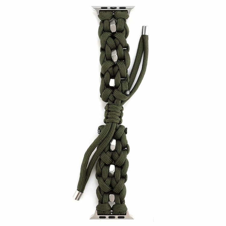 For Apple Watch SE 2023 44mm Screw Nut Braided Paracord Watch Band(Green) by bashfashion