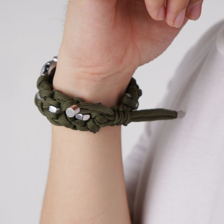 For Apple Watch SE 2023 44mm Screw Nut Braided Paracord Watch Band(Green) by bashfashion