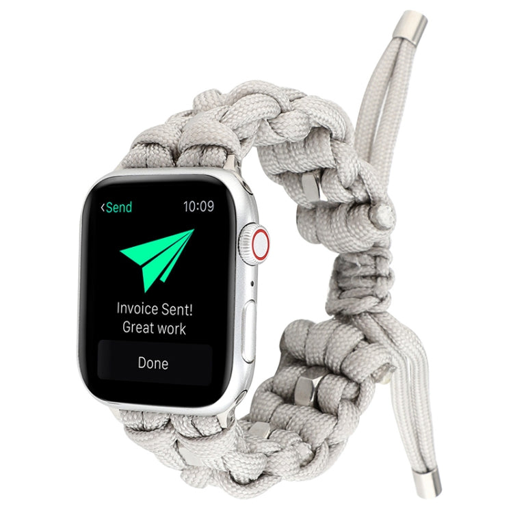 For Apple Watch SE 2023 44mm Screw Nut Braided Paracord Watch Band(White) by bashfashion