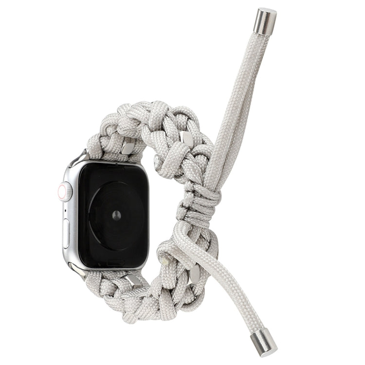 For Apple Watch SE 2023 44mm Screw Nut Braided Paracord Watch Band(White) by bashfashion