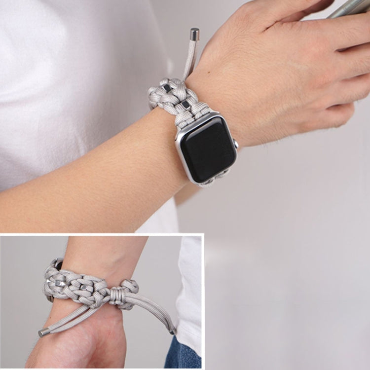 For Apple Watch SE 2023 44mm Screw Nut Braided Paracord Watch Band(White) by bashfashion