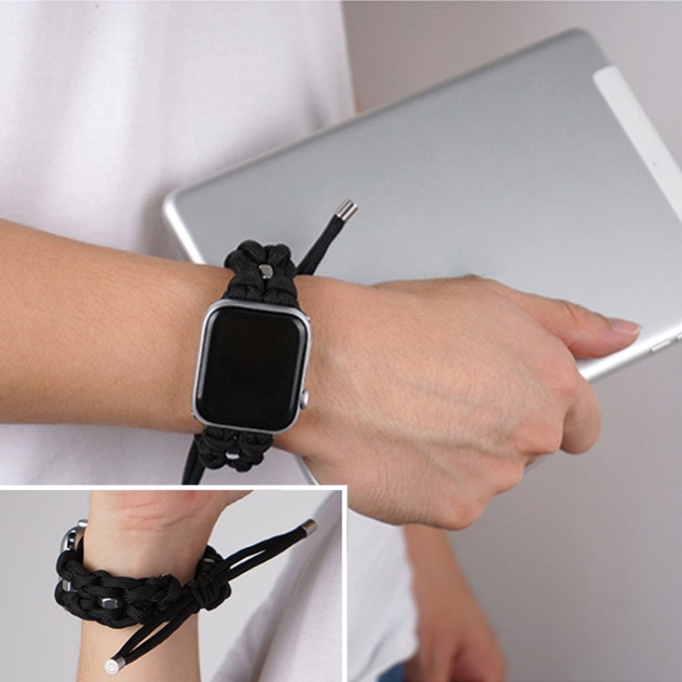 For Apple Watch SE 2023 40mm Screw Nut Braided Paracord Watch Band(Black) by bashfashion