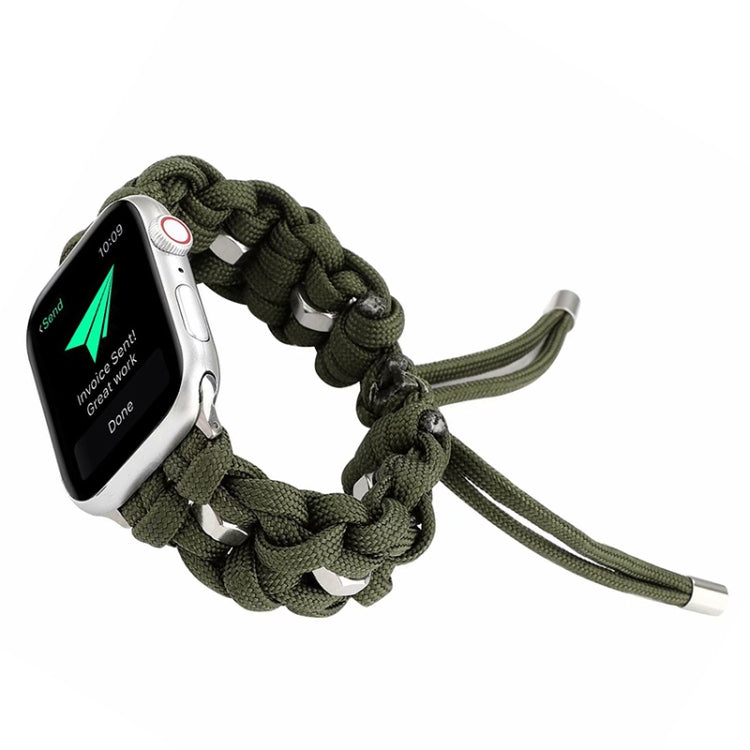 For Apple Watch SE 2023 40mm Screw Nut Braided Paracord Watch Band(Green) by bashfashion
