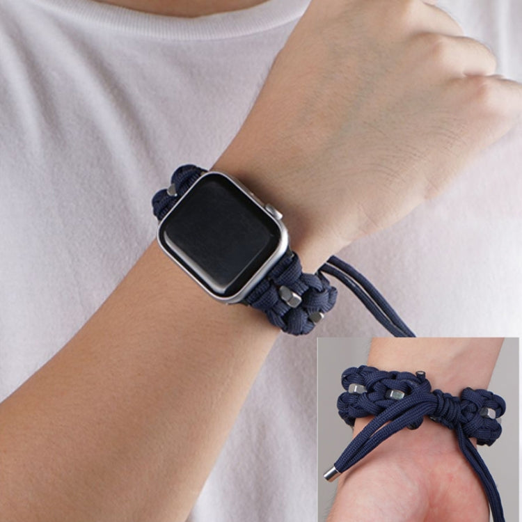 For Apple Watch Ultra 2 49mm Screw Nut Braided Paracord Watch Band(Blue) by bashfashion