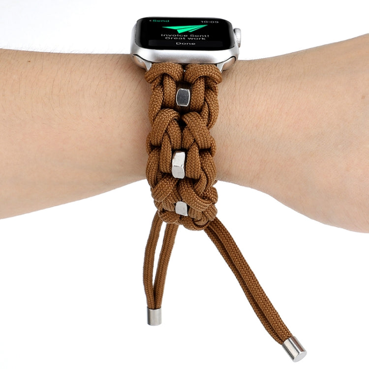 For Apple Watch Ultra 2 49mm Screw Nut Braided Paracord Watch Band(Coffee) by bashfashion