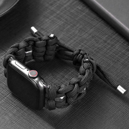 For Apple Watch Series 9 45mm Screw Nut Braided Paracord Watch Band(Black) by bashfashion