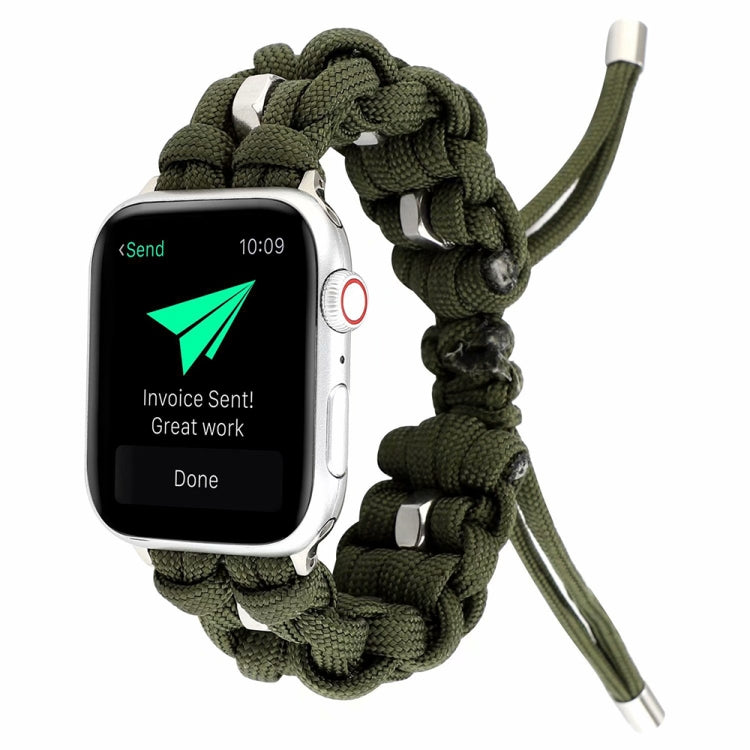 For Apple Watch Series 9 45mm Screw Nut Braided Paracord Watch Band(Green) by bashfashion