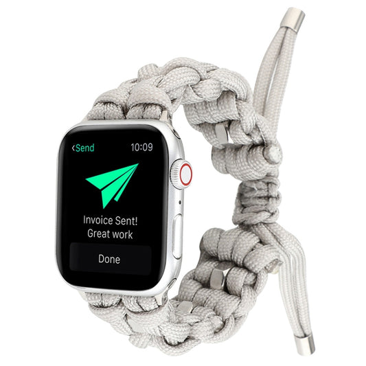 For Apple Watch Series 9 45mm Screw Nut Braided Paracord Watch Band(White) by bashfashion