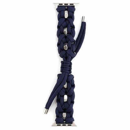 For Apple Watch Series 9 41mm Screw Nut Braided Paracord Watch Band(Blue) by bashfashion