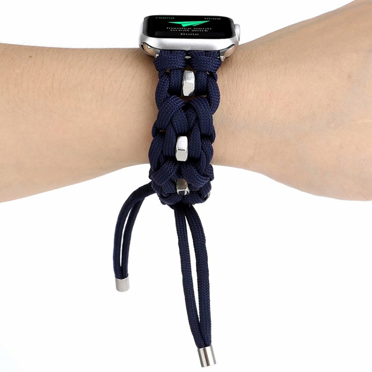 For Apple Watch Series 9 41mm Screw Nut Braided Paracord Watch Band(Blue) by bashfashion