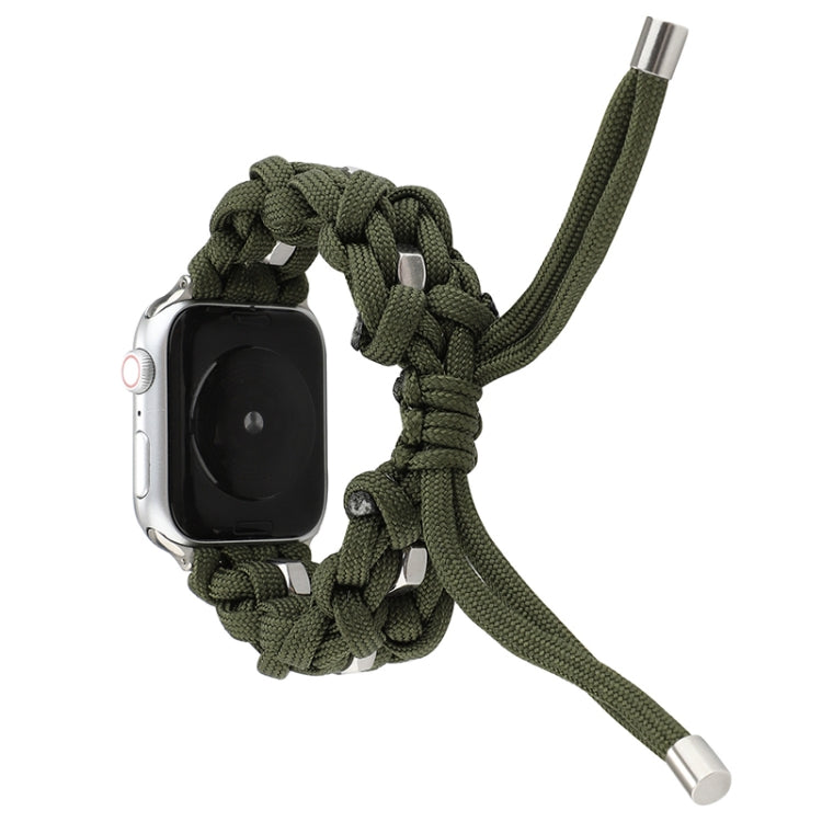 For Apple Watch Series 9 41mm Screw Nut Braided Paracord Watch Band(Green) by bashfashion