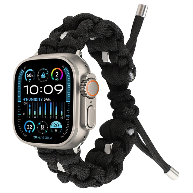 For Apple Watch Ultra 49mm Screw Nut Braided Paracord Watch Band(Black) by bashfashion
