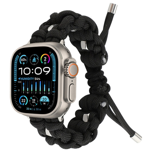 For Apple Watch Ultra 49mm Screw Nut Braided Paracord Watch Band(Black) by bashfashion