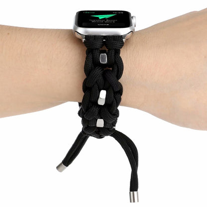 For Apple Watch Series 8 41mm Screw Nut Braided Paracord Watch Band(Black) by bashfashion