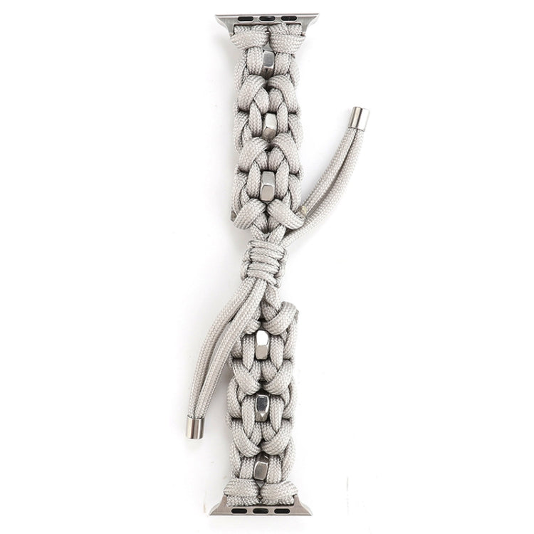 For Apple Watch Series 8 41mm Screw Nut Braided Paracord Watch Band(White) by bashfashion