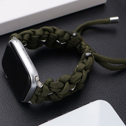For Apple Watch Series 8 45mm Screw Nut Braided Paracord Watch Band(Green) by bashfashion