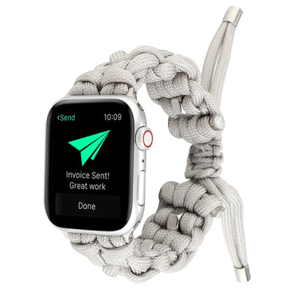 For Apple Watch Series 8 45mm Screw Nut Braided Paracord Watch Band(White) by bashfashion