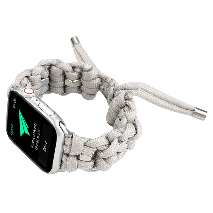 For Apple Watch SE 2022 40mm Screw Nut Braided Paracord Watch Band(White) by bashfashion