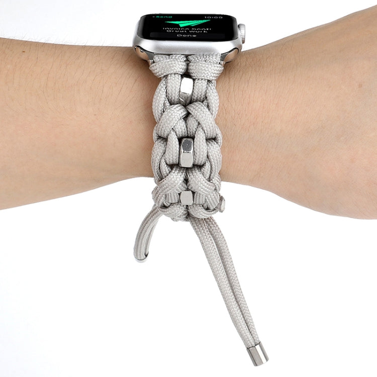 For Apple Watch SE 2022 40mm Screw Nut Braided Paracord Watch Band(White) by bashfashion