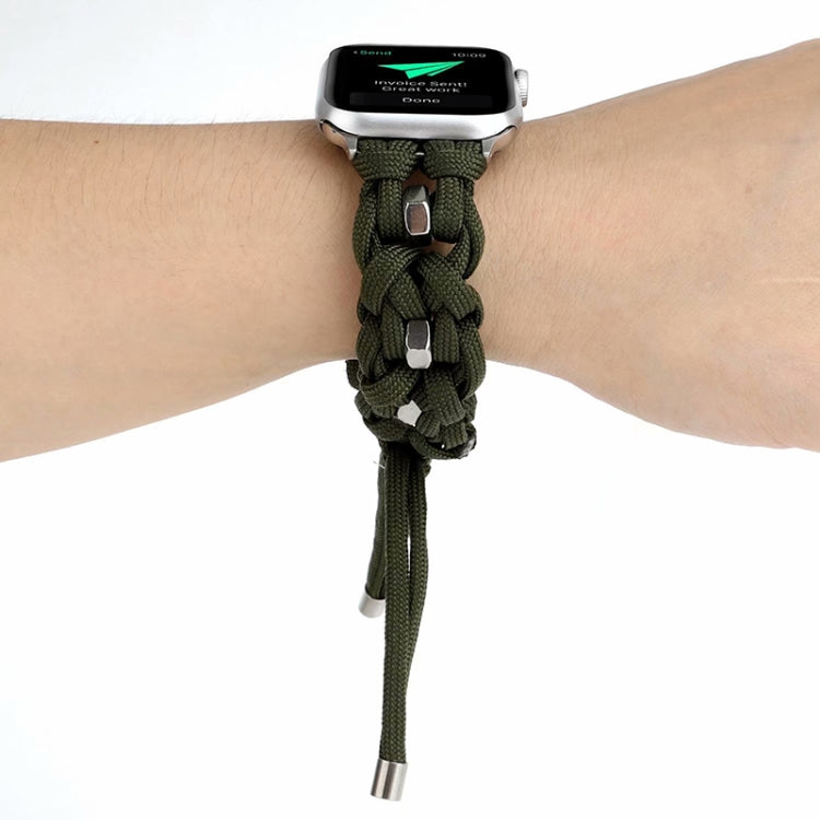 For Apple Watch Series 7 41mm Screw Nut Braided Paracord Watch Band(Green) by bashfashion