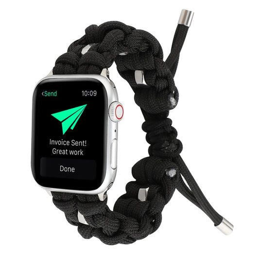 For Apple Watch Series 6 44mm Screw Nut Braided Paracord Watch Band(Black) by bashfashion
