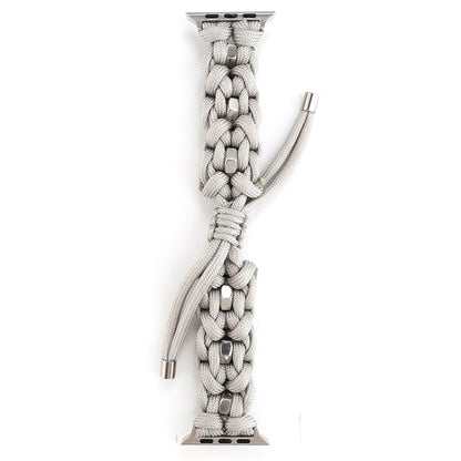 For Apple Watch Series 5 44mm Screw Nut Braided Paracord Watch Band(White) by bashfashion