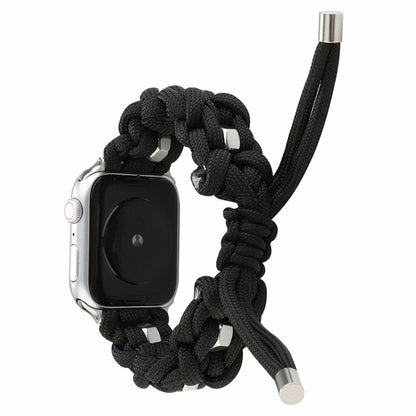 For Apple Watch Series 3 38mm Screw Nut Braided Paracord Watch Band(Black) by bashfashion