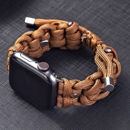 For Apple Watch Series 3 38mm Screw Nut Braided Paracord Watch Band(Coffee) by bashfashion