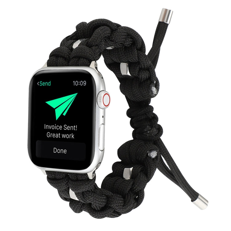For Apple Watch Series 3 42mm Screw Nut Braided Paracord Watch Band(Black) by bashfashion