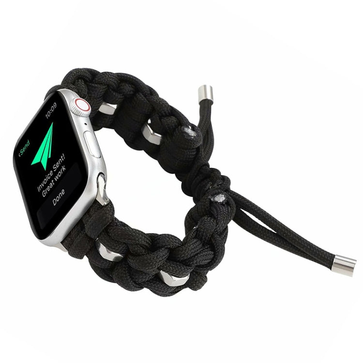 For Apple Watch Series 2 42mm Screw Nut Braided Paracord Watch Band(Black) by bashfashion