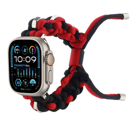 For Apple Watch Ultra 2 49mm Screw Nut Dual-Color Braided Paracord Watch Band(Black Red) by bashfashion