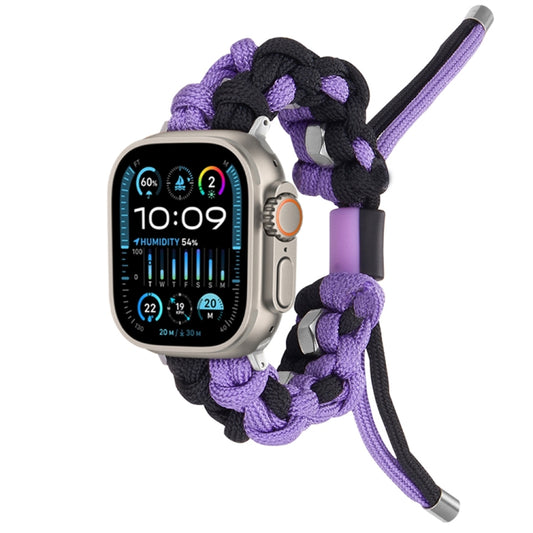 For Apple Watch Ultra 49mm Screw Nut Dual-Color Braided Paracord Watch Band(Black Purple) by bashfashion