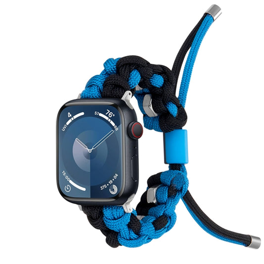 For Apple Watch SE 40mm Screw Nut Dual-Color Braided Paracord Watch Band(Black Blue) by bashfashion