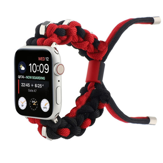 For Apple Watch Series 5 44mm Screw Nut Dual-Color Braided Paracord Watch Band(Black Red) by bashfashion