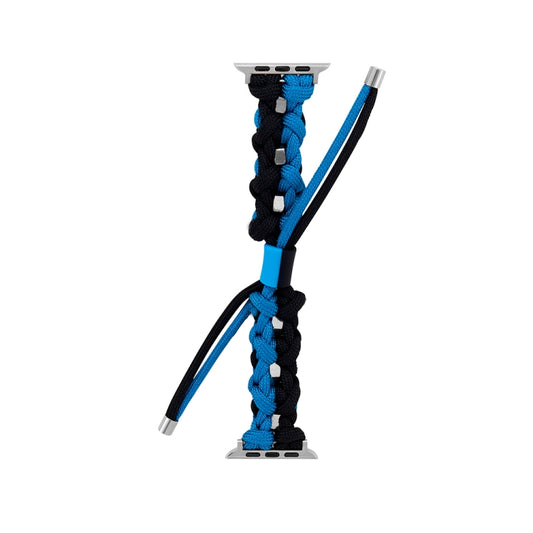 For Apple Watch Series 4 44mm Screw Nut Dual-Color Braided Paracord Watch Band(Black Blue) by bashfashion