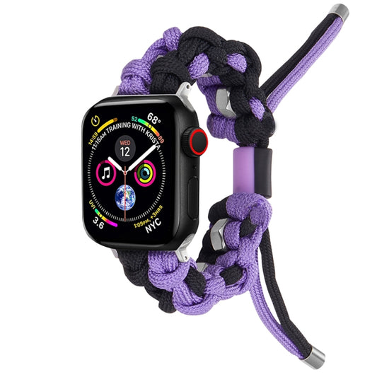 For Apple Watch Series 4 40mm Screw Nut Dual-Color Braided Paracord Watch Band(Black Purple) by bashfashion