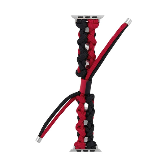For Apple Watch Series 4 40mm Screw Nut Dual-Color Braided Paracord Watch Band(Black Red) by bashfashion