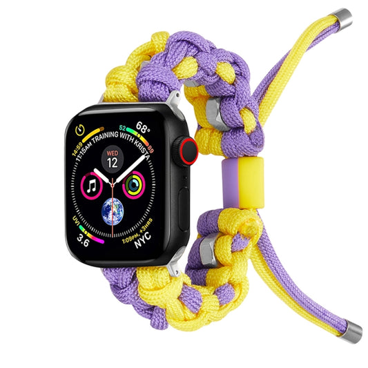 For Apple Watch Series 2 42mm Screw Nut Dual-Color Braided Paracord Watch Band(Purple Yellow) by bashfashion