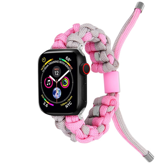 For Apple Watch Series 2 42mm Screw Nut Dual-Color Braided Paracord Watch Band(Silver Pink) by bashfashion