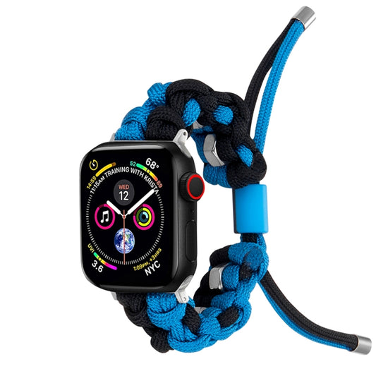 For Apple Watch Series 2 38mm Screw Nut Dual-Color Braided Paracord Watch Band(Black Blue) by bashfashion