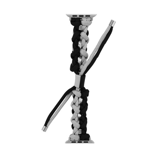For Apple Watch Series 2 38mm Screw Nut Dual-Color Braided Paracord Watch Band(Black Grey) by bashfashion