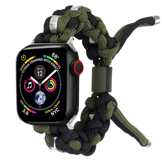 For Apple Watch Series 2 38mm Screw Nut Dual-Color Braided Paracord Watch Band(Black Green) by bashfashion