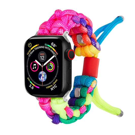 For Apple Watch Series 2 38mm Screw Nut Dual-Color Braided Paracord Watch Band(Rainbow) by bashfashion